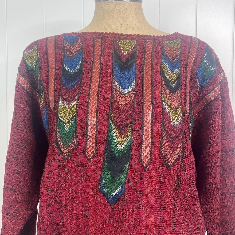 Vintage 80's Janet Maffei Dolman Sleeve Boho Sweater SZ 12‎
